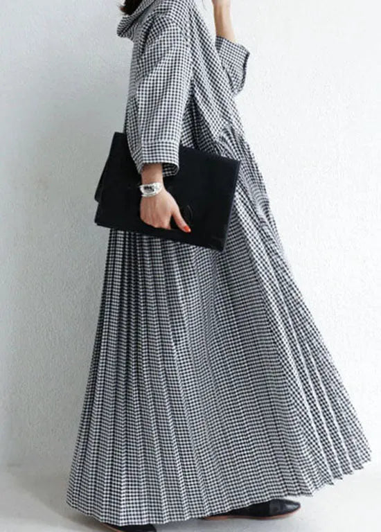 Plaid V Neck Wrinkled Patchwork Cotton Loose Cardigans Spring