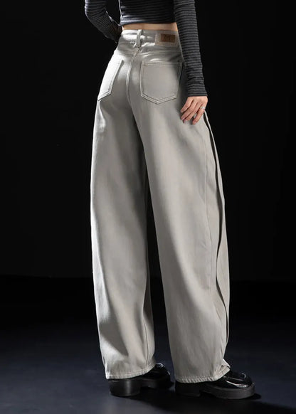 Style Light Grey Oversized Warm Fleece Harem Pants Winter