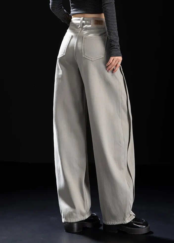 Style Light Grey Oversized Warm Fleece Harem Pants Winter