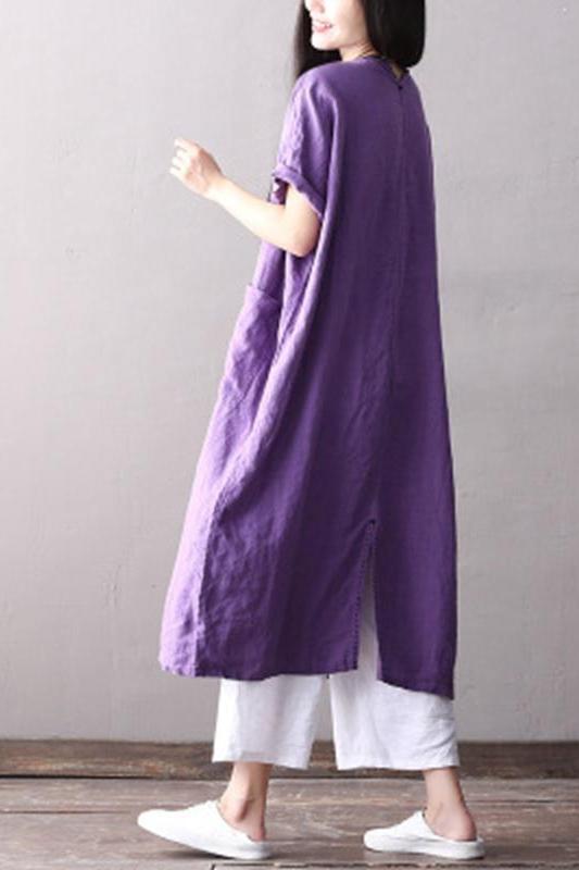 Cotton Linen Maxi Dresses Loose Clothes