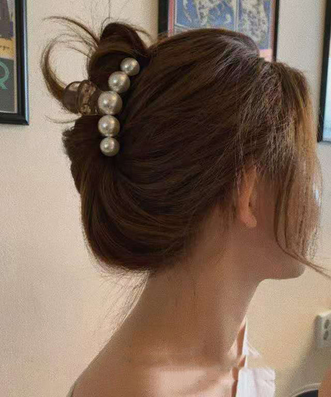 Beige Plastic Pearl Hairpin