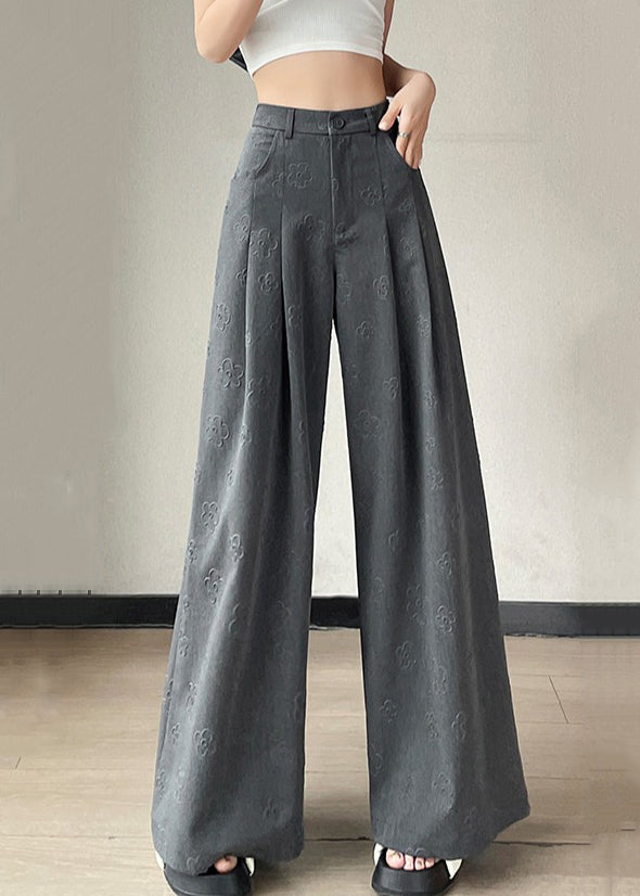 Grey Pockets High Waist Spandex Pants Summer