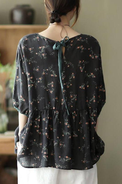 Chiffon Lace-up T-shirt