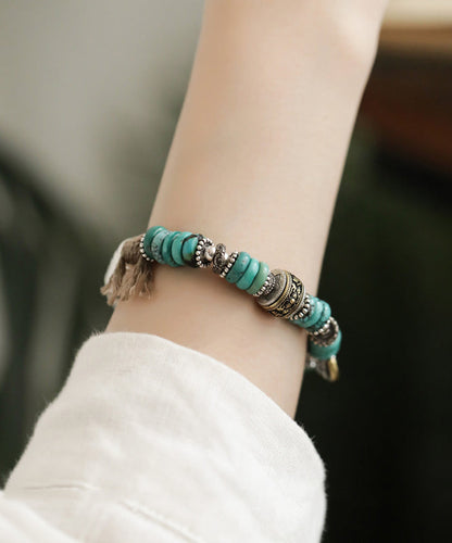 Silk Sterling Silver Turquoise Bucket Bead Charm Bracelet