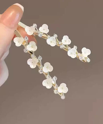 White Alloy Zircon Colored Glaze a Pair Hairpin