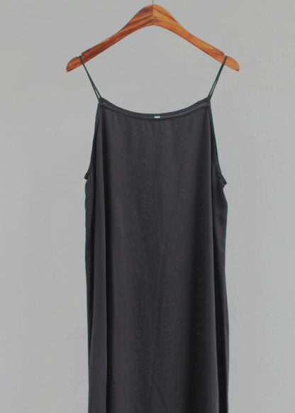 Simple Versatile Apricot O Neck Cotton Spaghetti Strap Dress Summer
