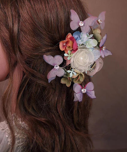Colorblock Acrylic Alloy Zircon Butterfly Hairpin