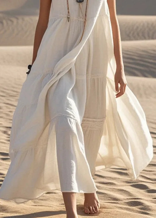 White Cotton Maxi Dresses Oversized Summer