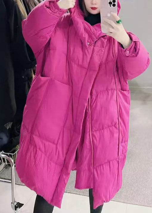 Italian Rose Hooded Pockets Duck Down Parka Winter