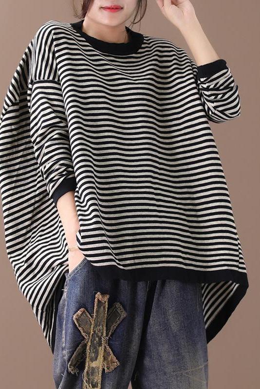 Lotstrends Ultra-loose Classic Striped Round Neck Sweater