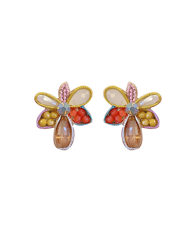 Modern Rainbow Alloy Acrylic Crystal Stud Earrings