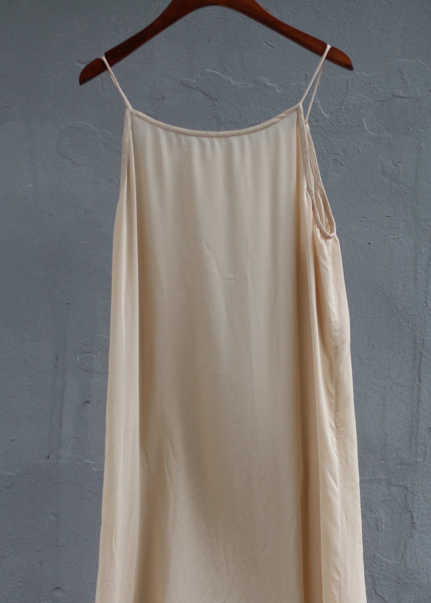 Simple Versatile Apricot O Neck Cotton Spaghetti Strap Dress Summer