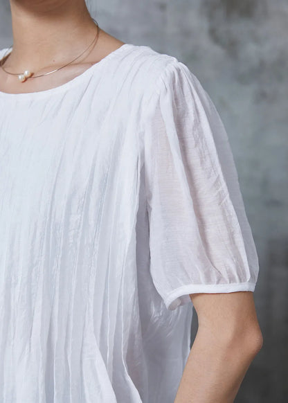 Simple White Oversized Wrinkled Linen Shirt Summer