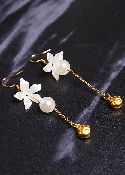 Cat's Paw 14k Gold Pearl Drop Earrings