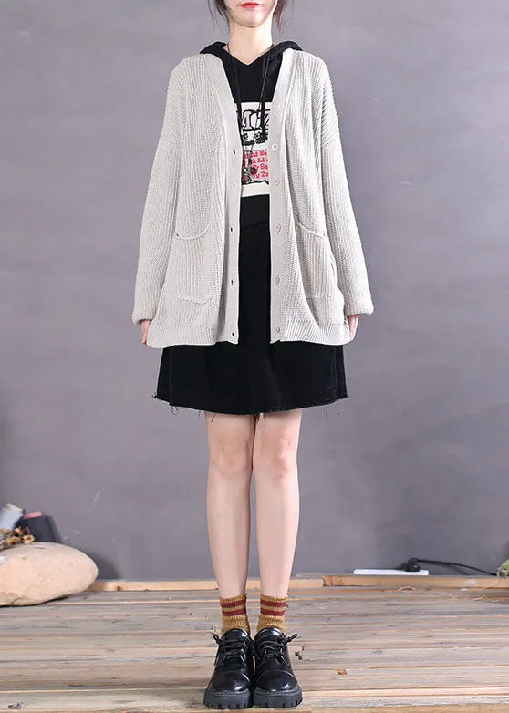 Grey Button Cozy Knit Cardigan Spring