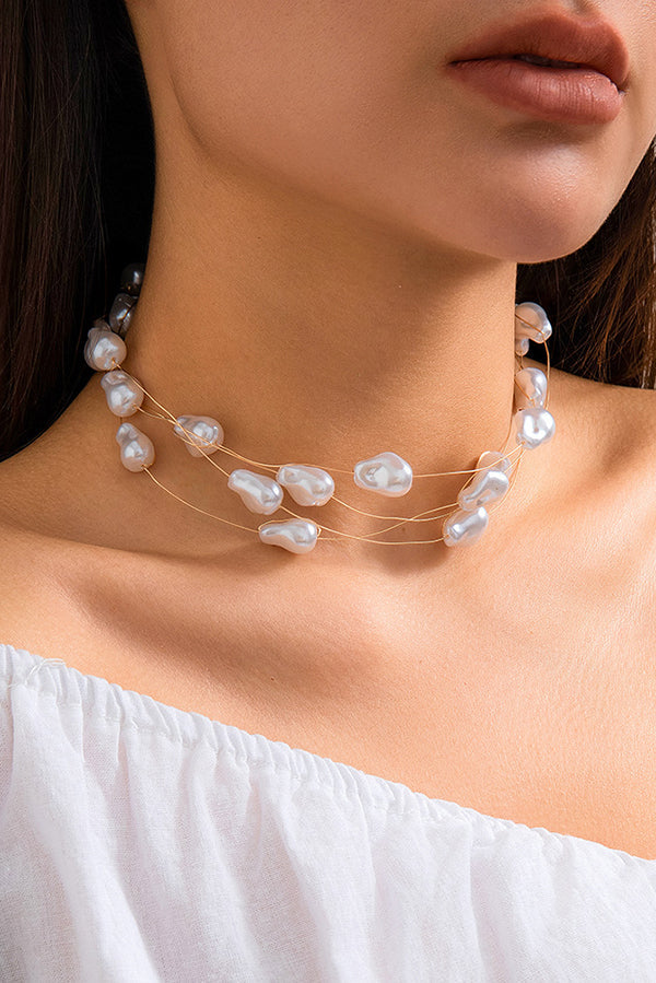 Simple Imitation Pearl Beads Necklace and Imitation Pearl Beads Bracelet