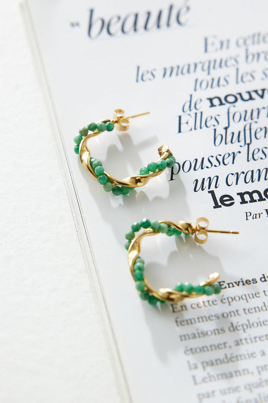 18k Gold Plated Exotic Gem Earrings Gold