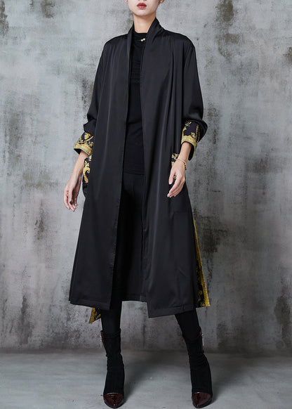 Black Oversized Patchwork Cotton Cardigans Spring