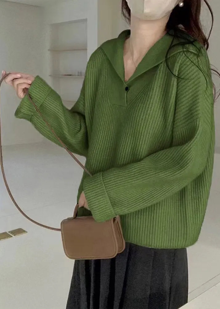 Loose Beige V Neck Knit Sweaters Top Spring