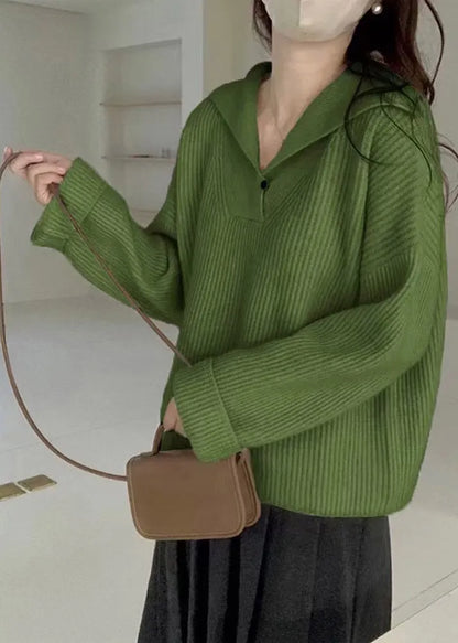 Loose Beige V Neck Knit Sweaters Top Spring