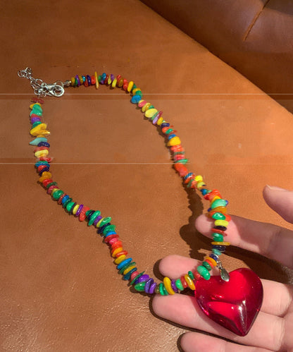 Original Design Rainbow Alloy Love Pendant Necklace