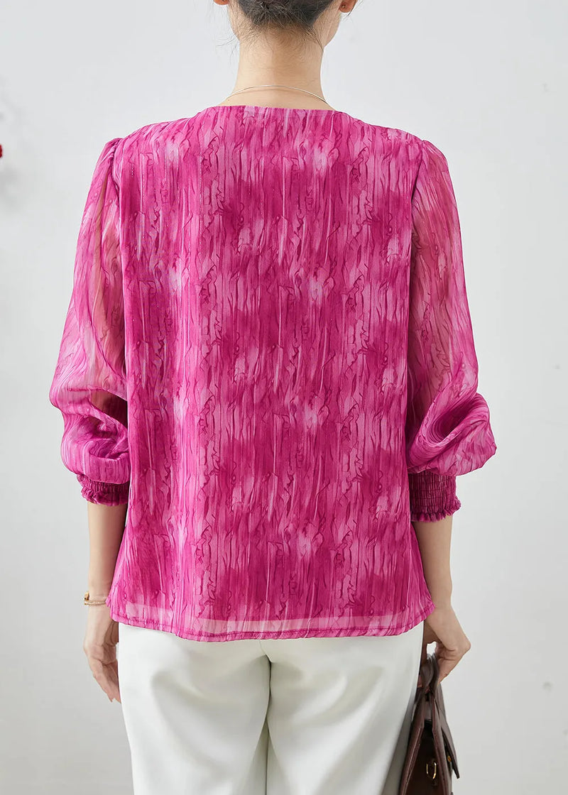 Rose V Neck Chiffon Tops Spring