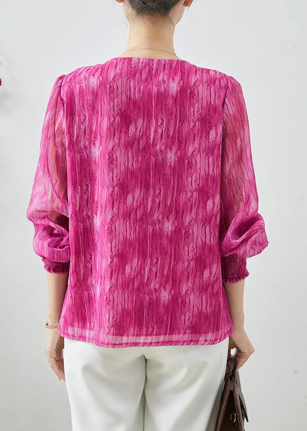 Rose V Neck Chiffon Tops Spring