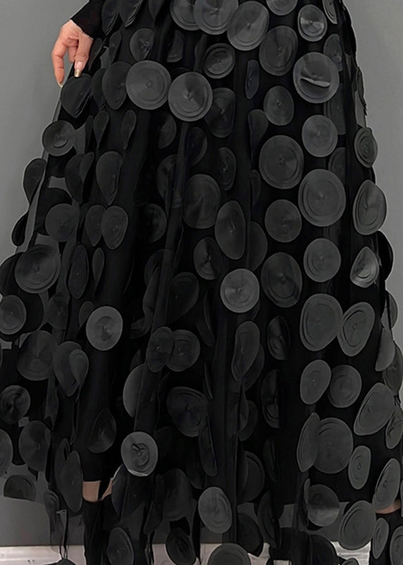 Black Dot Patchwork Tulle Skirt Fall