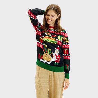 Santa's Workshop Christmas Sweater Women's