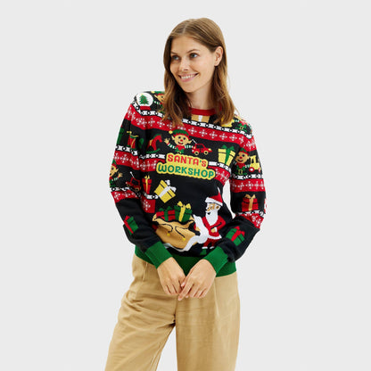 Santa's Workshop Christmas Sweater Women's