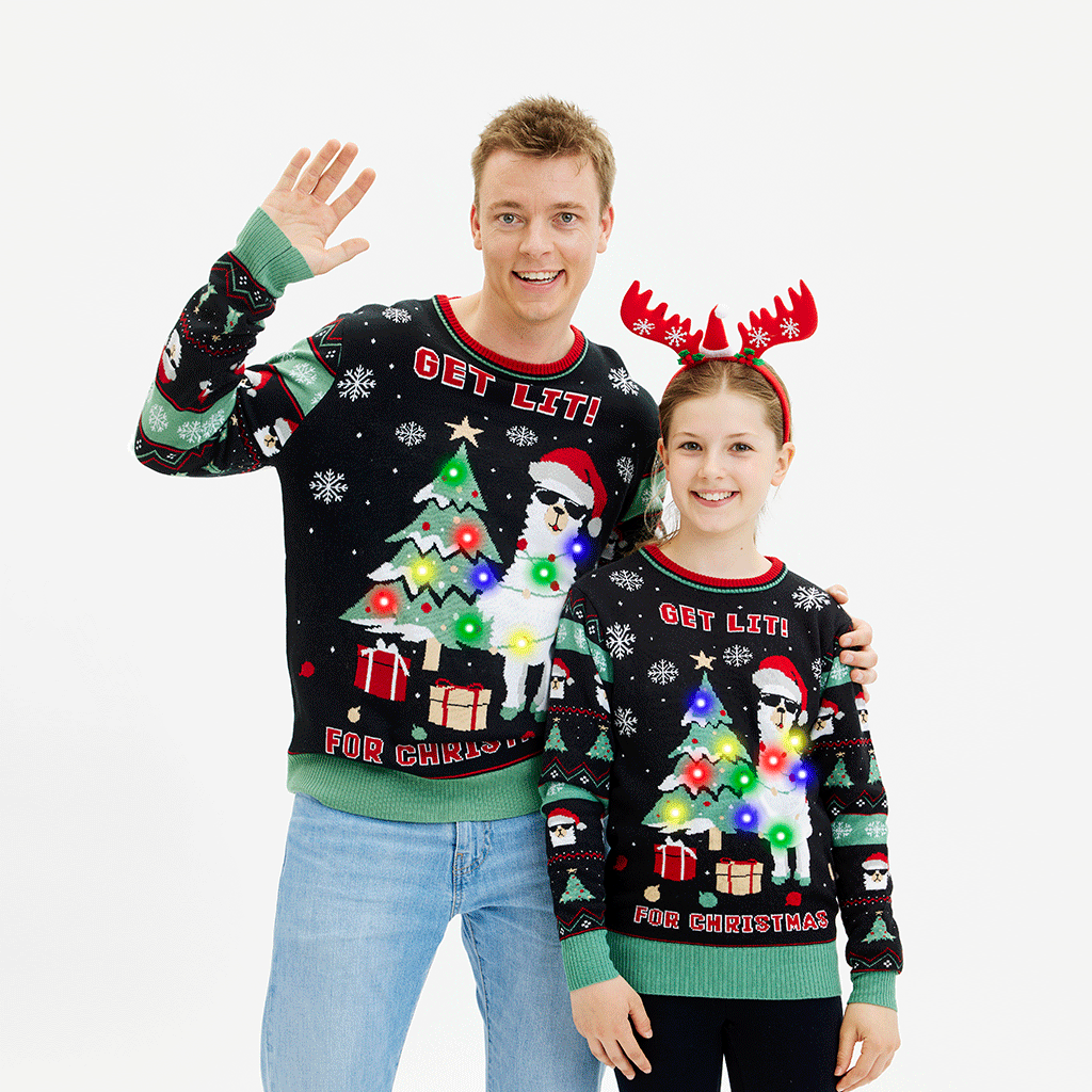 Get Lit Llama Christmas Sweater Men's