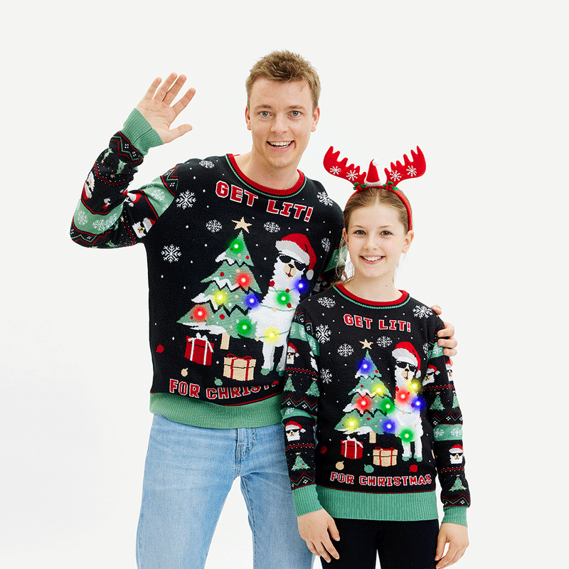 Get Lit Llama Christmas Sweater Men's
