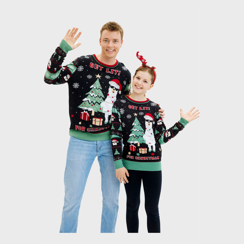 Get Lit Llama Christmas Sweater Men's