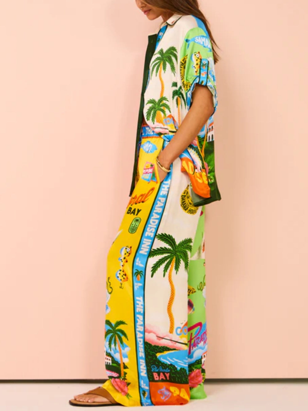 Vacation Beach Sunny Summer Style Printed Two Piece Set - Top