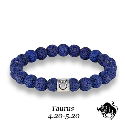 Handmade Lava Stone Zodiac Bracelet