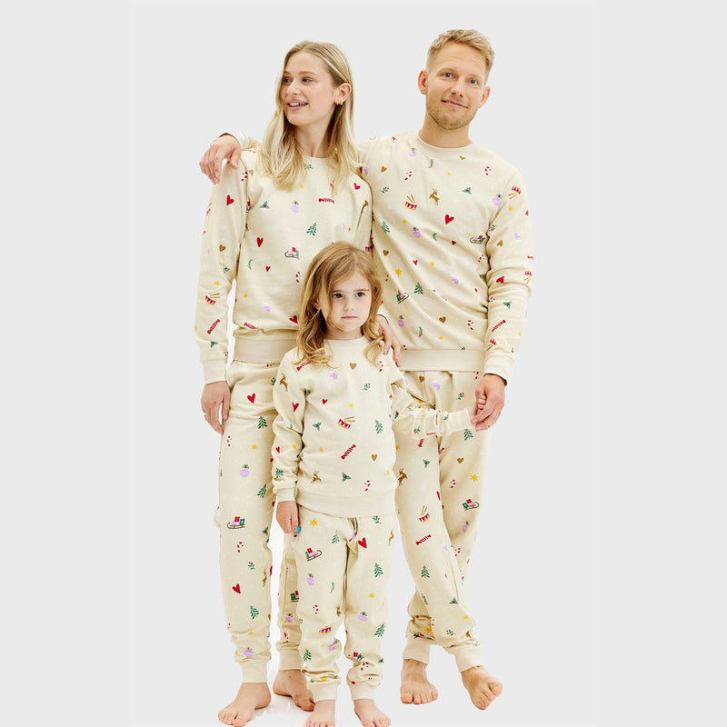 Christmas Sweatshirt Set Beige Men's