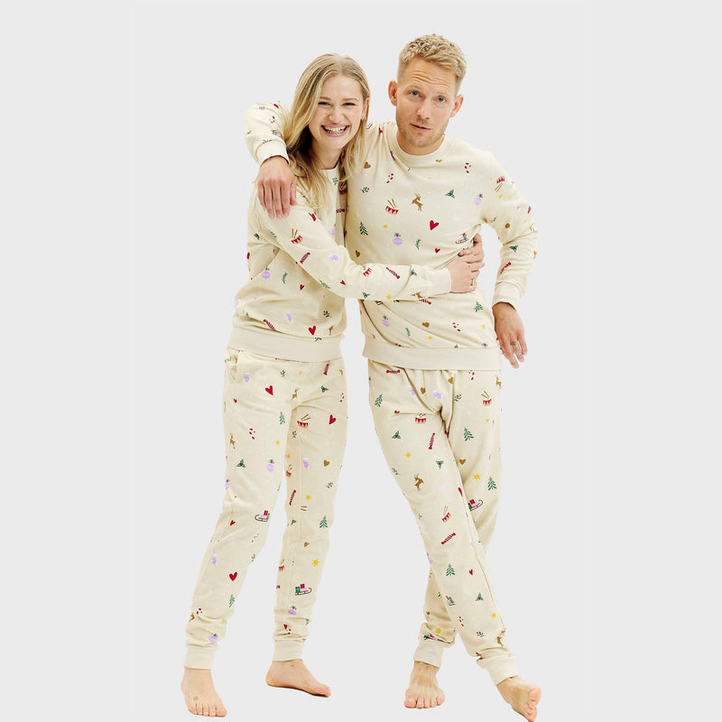 Christmas Sweatshirt Set Beige Men's