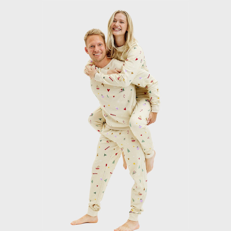 Christmas Sweatshirt Set Beige Men's