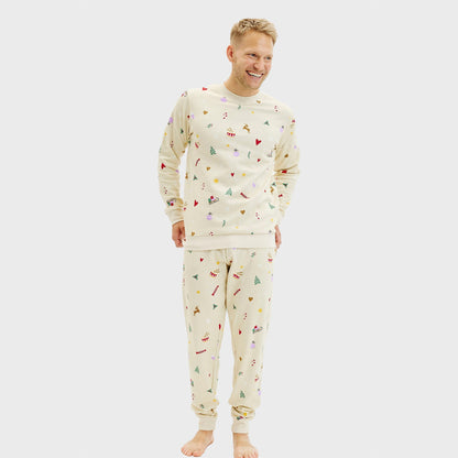 Christmas Sweatshirt Set Beige Men's