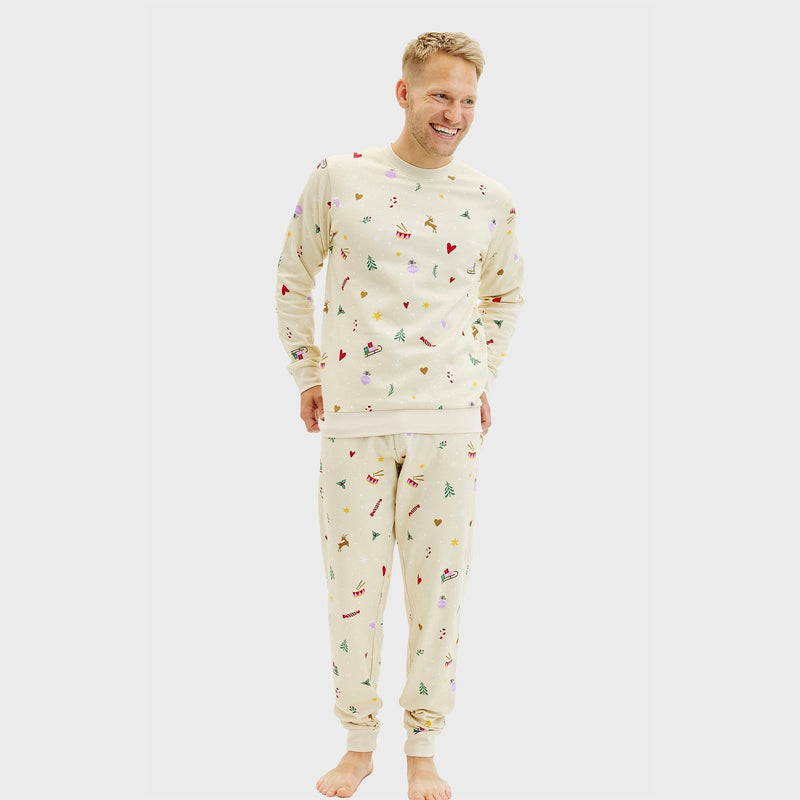 Christmas Sweatshirt Set Beige Men's