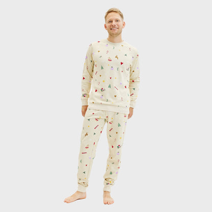 Christmas Sweatshirt Set Beige Men's
