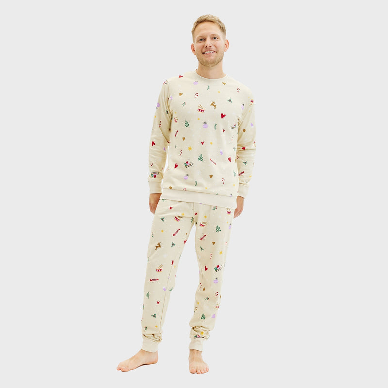 Christmas Sweatshirt Set Beige Men's
