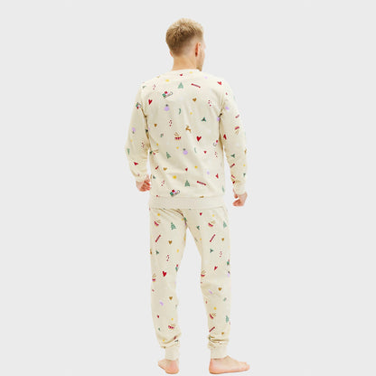 Christmas Sweatshirt Set Beige Men's