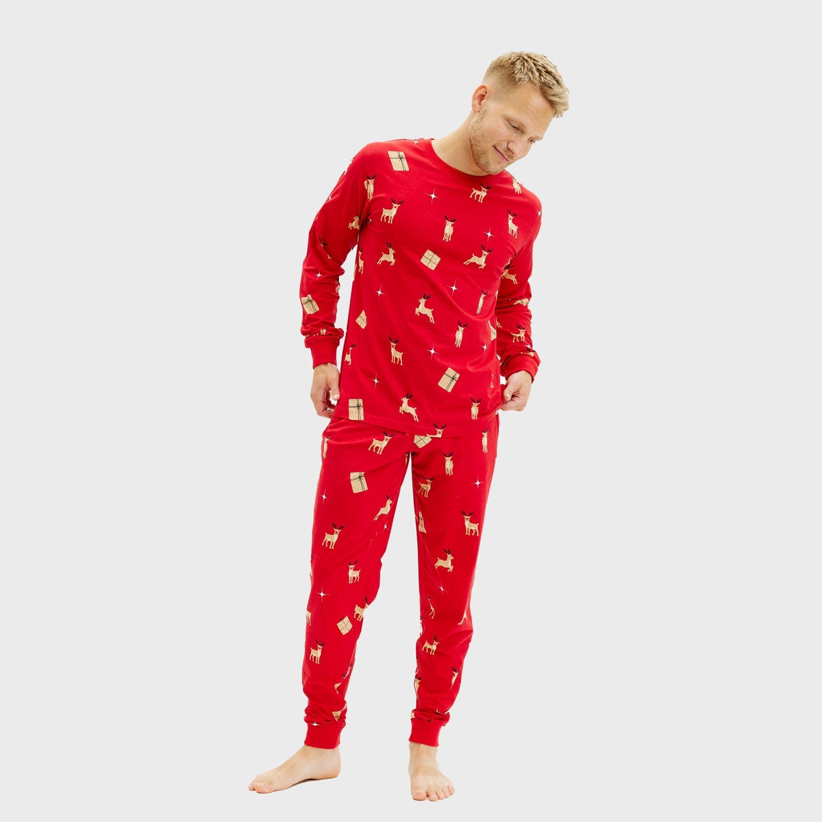 Elegant Red Christmas Pajamas Men's