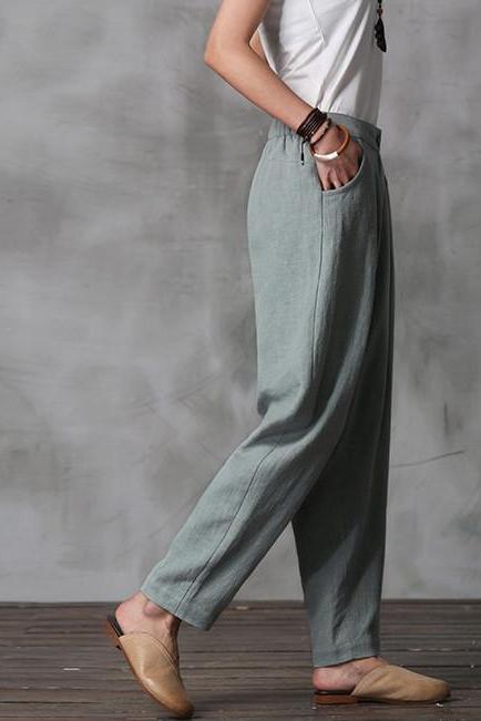 Cotton Linen Trousers Pencil Pants