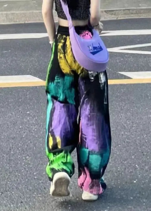 Tie Dye Elastic Waist Wide Leg Pants Summer