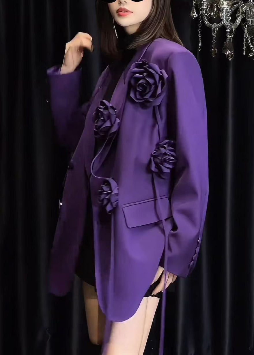 Italian Purple Pockets Decorated Suit Coat Fall