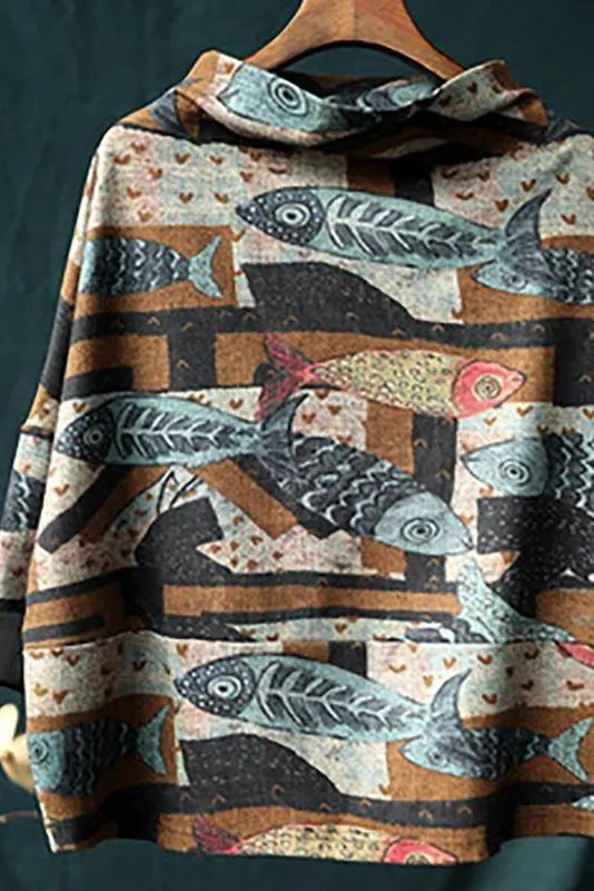 Limited Stock- Literary Fish Leaf Loose -t-shirt