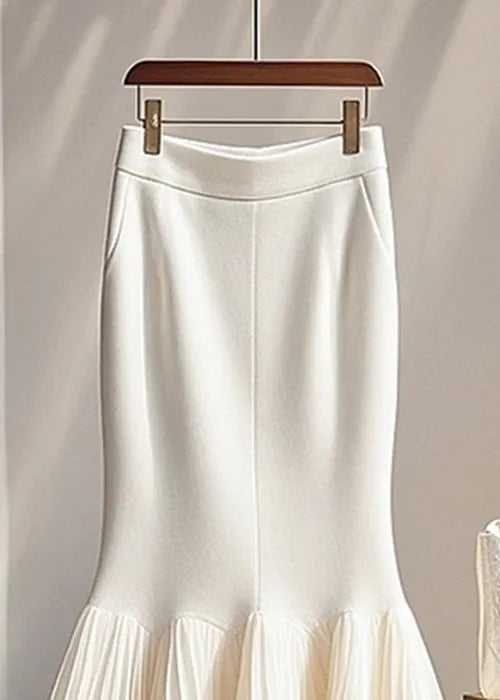 Loose White Tulle Patchwork Fishtail Skirts Spring