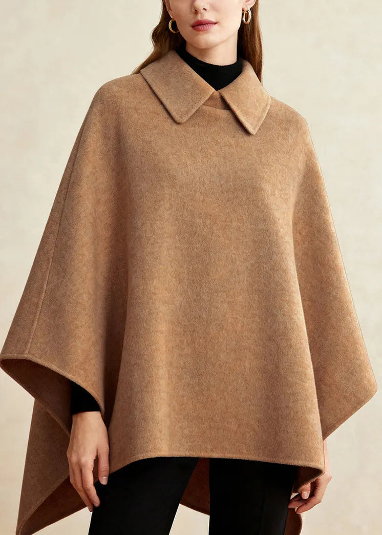 Wine Red Peter Pan Collar Woolen Cape Coats Winter